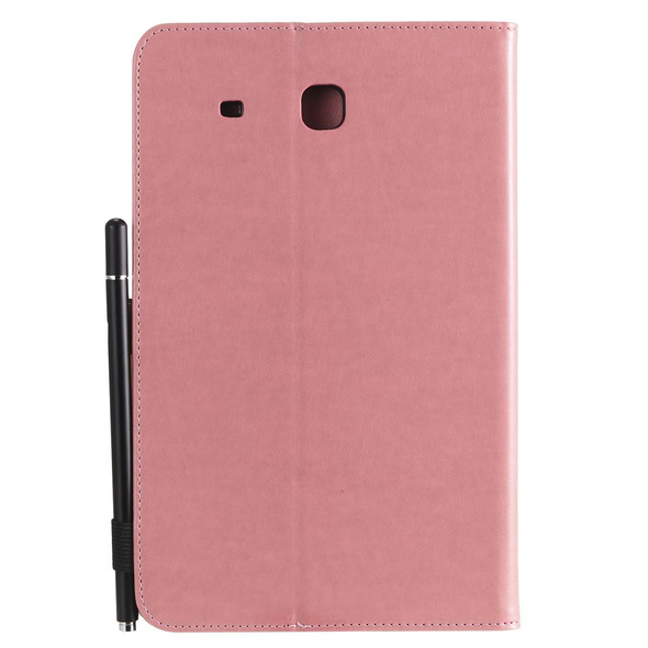 For Samsung Galaxy Tab E9.6 T560 Cat Bee Embossing Pattern Shockproof Table PC Protective Horizontal Flip Leatherette Case with Holder & Card Slots & Wallet & Pen Slot(Pink)