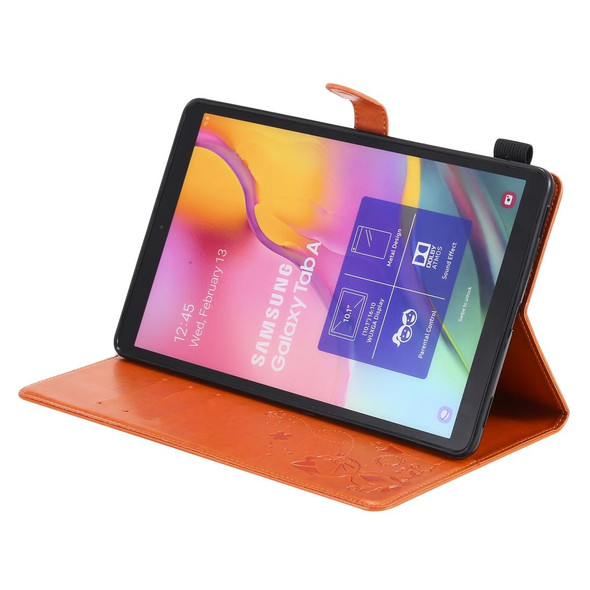 For Samsung Galaxy Tab A9.7 T550 Cat Bee Embossing Pattern Shockproof Table PC Protective Horizontal Flip Leatherette Case with Holder & Card Slots & Wallet & Pen Slot & Wake-up / Sleep Function(Orange)