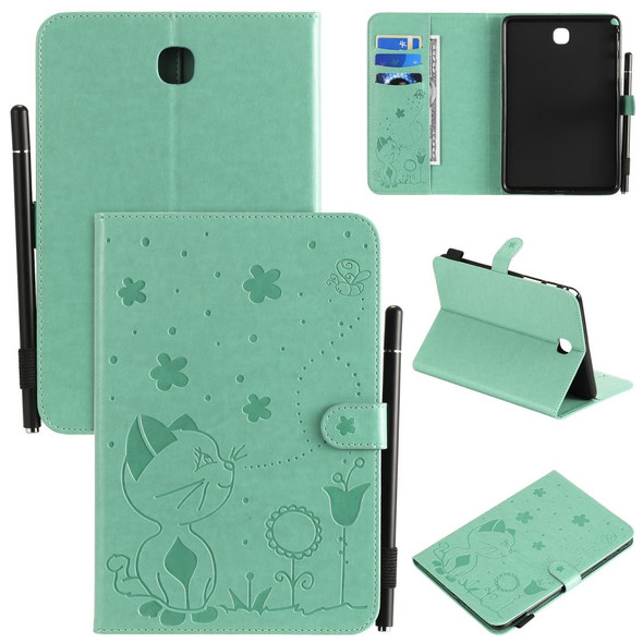 For Samsung Galaxy Tab A8.0 (2015) T350 Cat Bee Embossing Pattern Shockproof Table PC Protective Horizontal Flip Leatherette Case with Holder & Card Slots & Wallet & Pen Slot & Wake-up / Sleep Function(G