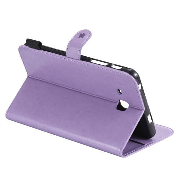 For Samsung Galaxy Tab A7.0 (2016) T280 Cat Bee Embossing Pattern Shockproof Table PC Protective Horizontal Flip Leatherette Case with Holder & Card Slots & Wallet & Pen Slot & Wake-up / Sleep Function(Purple)