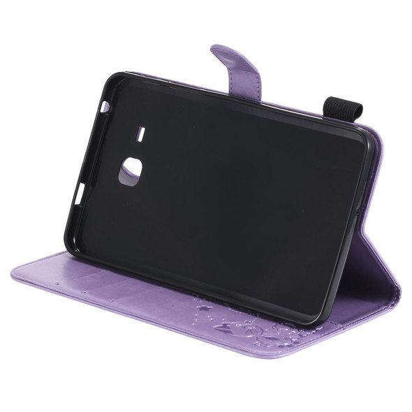 For Samsung Galaxy Tab A7.0 (2016) T280 Cat Bee Embossing Pattern Shockproof Table PC Protective Horizontal Flip Leatherette Case with Holder & Card Slots & Wallet & Pen Slot & Wake-up / Sleep Function(Purple)