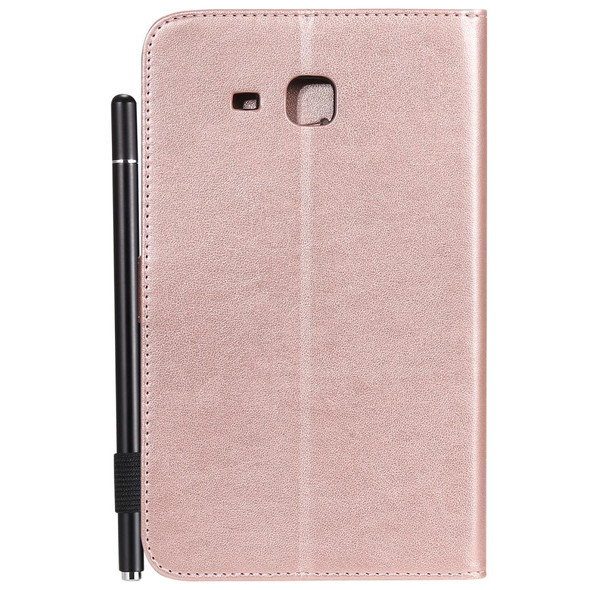 For Samsung Galaxy Tab A7.0 (2016) T280 Cat Bee Embossing Pattern Shockproof Table PC Protective Horizontal Flip Leatherette Case with Holder & Card Slots & Wallet & Pen Slot & Wake-up / Sleep Function(Rose Gold)