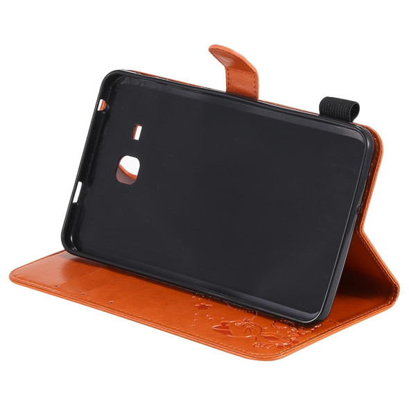 For Samsung Galaxy Tab A7.0 (2016) T280 Cat Bee Embossing Pattern Shockproof Table PC Protective Horizontal Flip Leatherette Case with Holder & Card Slots & Wallet & Pen Slot & Wake-up / Sleep Function(Orange)