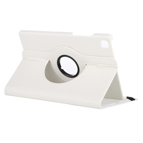 For Samsung Galaxy Tab A7 T500 Litchi Texture Horizontal Flip 360 Degrees Rotation Leatherette Case with Holder(White)