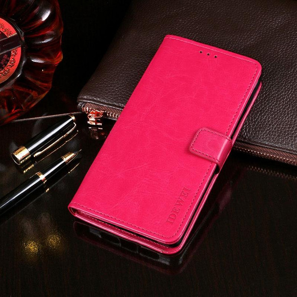 For iPhone XS dewei Crazy Horse Texture Horizontal Flip Leatherette Case with Holder & Card Slots & Wallet(Rose Red)