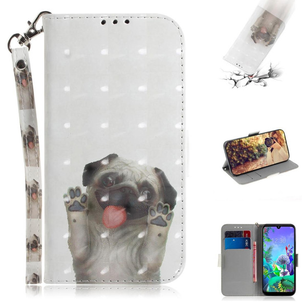 3D Painting Pug Pattern Coloured Drawing Horizontal Flip Leatherette Case for LG Q60, with Holder & Card Slots & Wallet