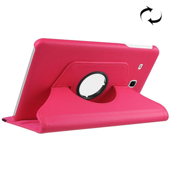 Litchi Texture Horizontal Flip Solid Color Leather Case with 360 Degrees Rotation Holder for Galaxy Tab E 9.6 / T560 / T561(Magenta)