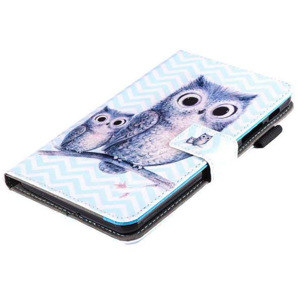 For Galaxy Tab A 7.0 (2016) / T280 Lovely Cartoon Wave Owl Pattern Horizontal Flip Leatherette Case with Holder & Card Slots & Pen Slot