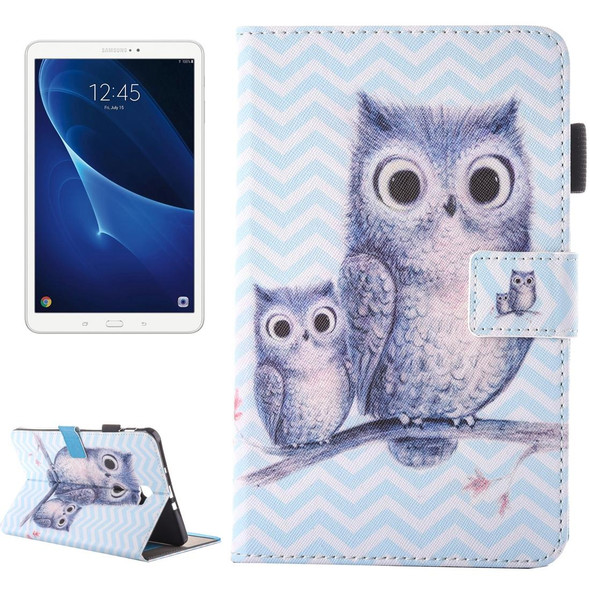 For Galaxy Tab A 10.1 (2016) / T580 Lovely Cartoon Wave Owl Pattern Horizontal Flip Leatherette Case with Holder & Card Slots & Pen Slot
