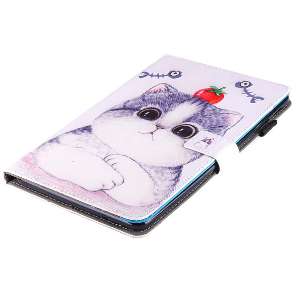 For Galaxy Tab E 9.6 / T560 Lovely Cartoon Tomato Cat Pattern Horizontal Flip Leatherette Case with Holder & Card Slots & Pen Slot