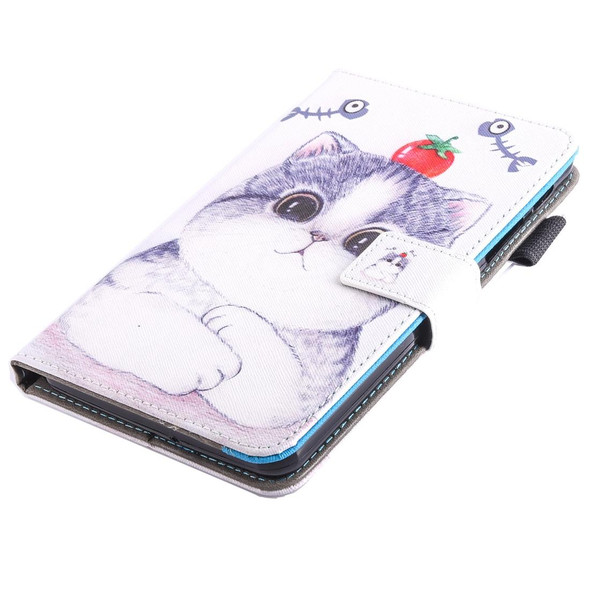 For Galaxy Tab A 7.0 (2016) / T280 Lovely Cartoon Tomato Cat Pattern Horizontal Flip Leatherette Case with Holder & Card Slots & Pen Slot