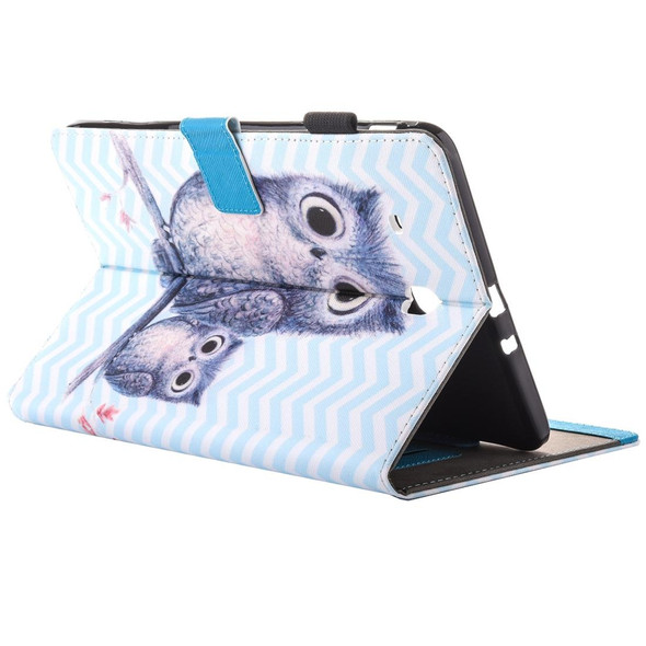 For Galaxy Tab E 9.6 / T560 Lovely Cartoon Wave Owl Pattern Horizontal Flip Leatherette Case with Holder & Card Slots & Pen Slot