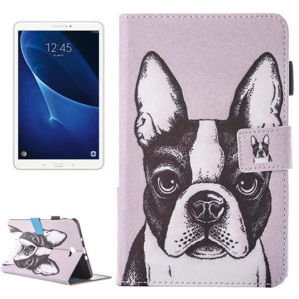 For Galaxy Tab A 10.1 (2016) / T580 Lovely Cartoon Bulldog Pattern Horizontal Flip Leatherette Case with Holder & Card Slots & Pen Slot