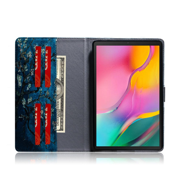 Apricot Blossom Pattern Horizontal Flip Leatherette Case for Galaxy Tab A 10.1 (2019) T510 / T515, with Holder & Card Slot & Wallet