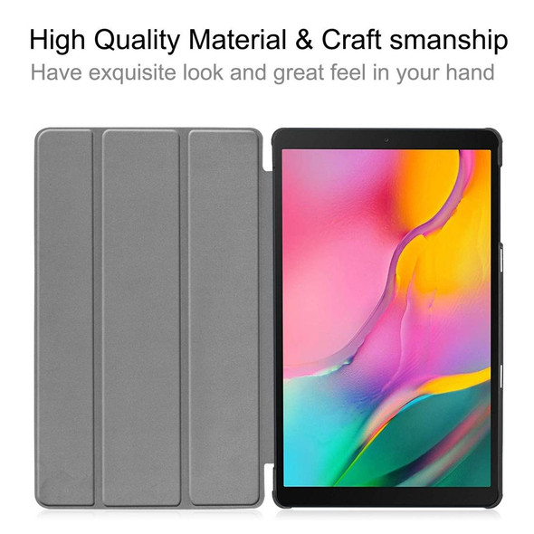 Custer Texture Horizontal Flip PU Leatherette Case for Galaxy Tab A 10.1 2019 (T515 / T510), with Three-folding Holder & Sleep / Wake-up Function (Sky Blue)
