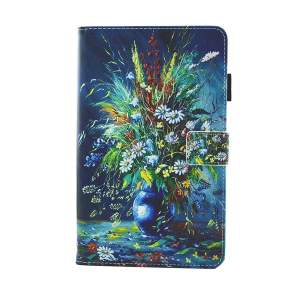 For Galaxy Tab A 8.0  / T380 & T385 Vase Pattern Horizontal Flip Leatherette Case with Holder & Card Slots
