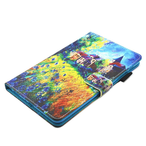 For Galaxy Tab A 8.0  / T380 & T385 Countryside Pattern Horizontal Flip Leatherette Case with Holder & Card Slots