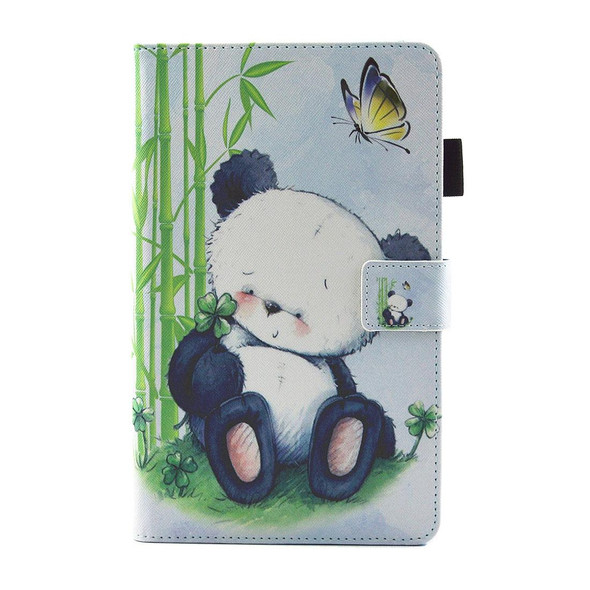 For Galaxy Tab A 8.0  / T380 & T385 Panda Pattern Horizontal Flip Leatherette Case with Holder & Card Slots