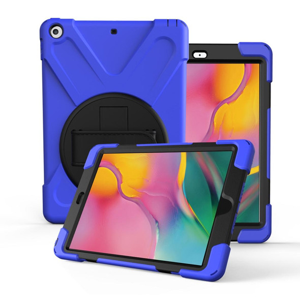 For Galaxy Tab A 8.02019T290/T295 360 Degree Rotation PC + Silicone Protective Case with Holder & Hand-strap(Dark Blue)