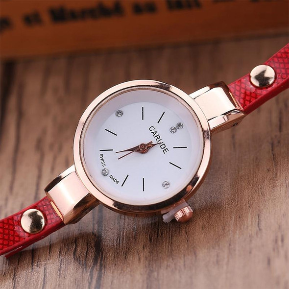 Fashion Women Casual Bracelet Leatherette Band Watch(Beige)