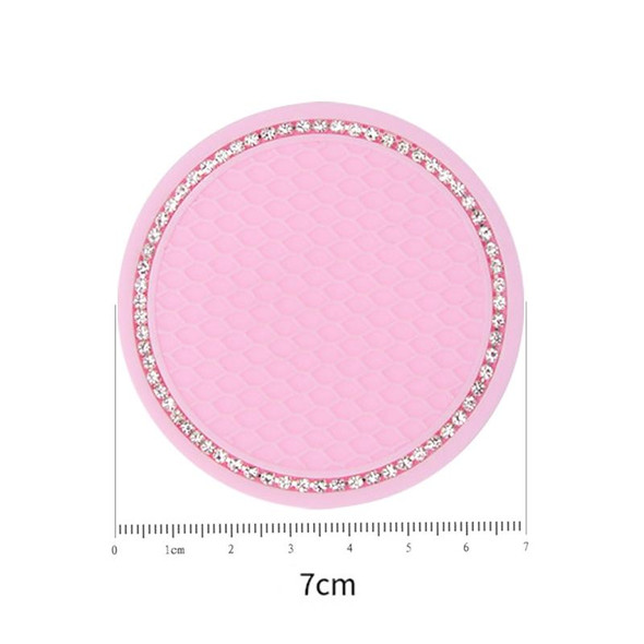 2 PCS Car Diamond Anti-skid Soft Rubber Water Cup Mat(Pink)