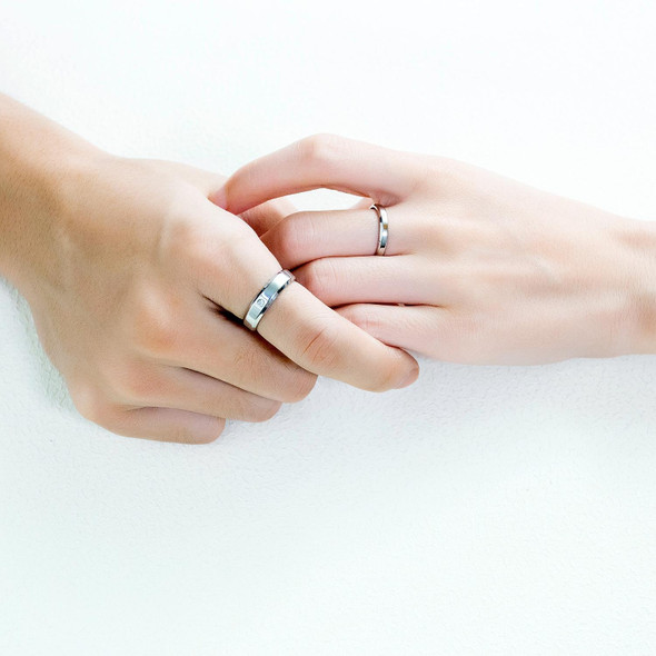 655 Inlaid Diamond Titanium Steel Couple Ring Simple Single Diamond Ring, Size: Men Style 11
