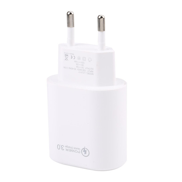 LZ-2117 18W QC3.0 3.1A USB Fast Charger, EU Plug(White)