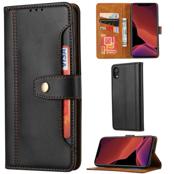 Calf Texture Double Fold Clasp Horizontal Flip Leatherette Case with Photo Frame & Holder & Card Slots & Wallet - iPhone XR(Black)