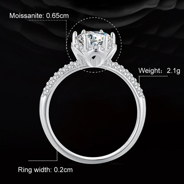 MSR017 Sterling Silver S925 White Gold Plated Moissanite Ring(No.7)