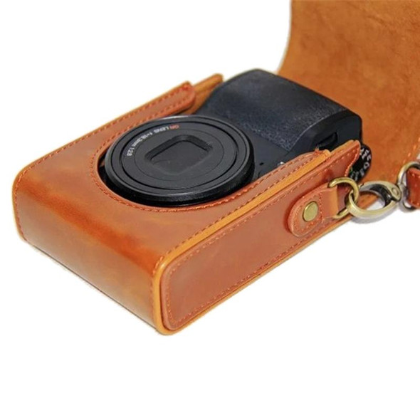 Full Body Camera PU Leather Case Bag with Strap for Ricoh GR / GRII / GRIII, Casio ZR1200 / ZR1500/ ZR2000/ ZR3500, ZR3600 / ZR3700 / ZR5500 (Brown)