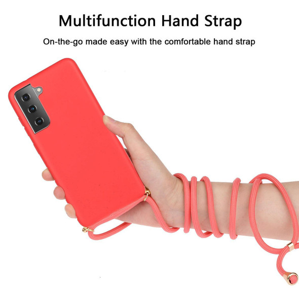 For Samsung Galaxy A34 5G Wheat Straw Material + TPU Phone Case with Lanyard(Red)