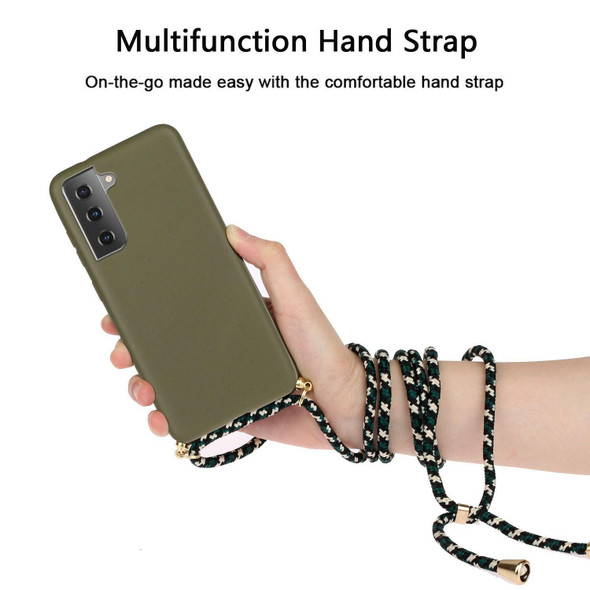 For Samsung Galaxy A14 5G Wheat Straw Material + TPU Phone Case with Lanyard(Army Green)