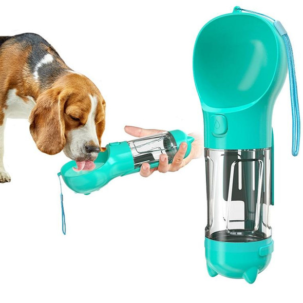 3 in 1 Leakproof Outdoor Dog Water Fountain Portable Pet Drinking Bottle, Size: 300ml+Food Box(Lake Blue)