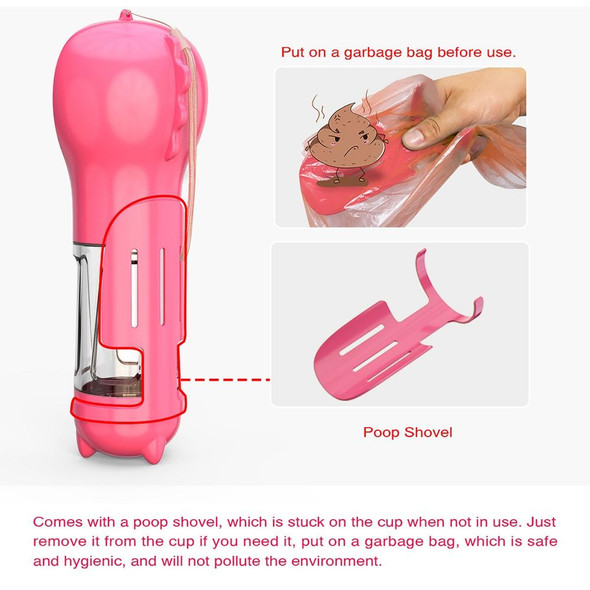 3 in 1 Leakproof Outdoor Dog Water Fountain Portable Pet Drinking Bottle, Size: 500ml+Food Box(Pink)