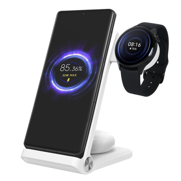 NILLKIN 3 in 1 Wireless Charger with Xiaomi S1 Pro Watch Charger, Plug Type:US Plug(White)