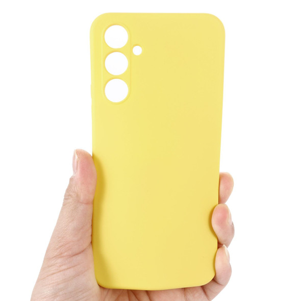 For Samsung Galaxy A34 5G Pure Color Liquid Silicone Shockproof Phone Case(Yellow)