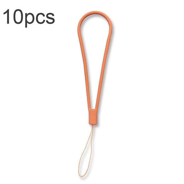 10pcs  Silicone Woven Pattern  Cell Phone Lanyard Anti-loss Hand Rope(Sugar Orange)