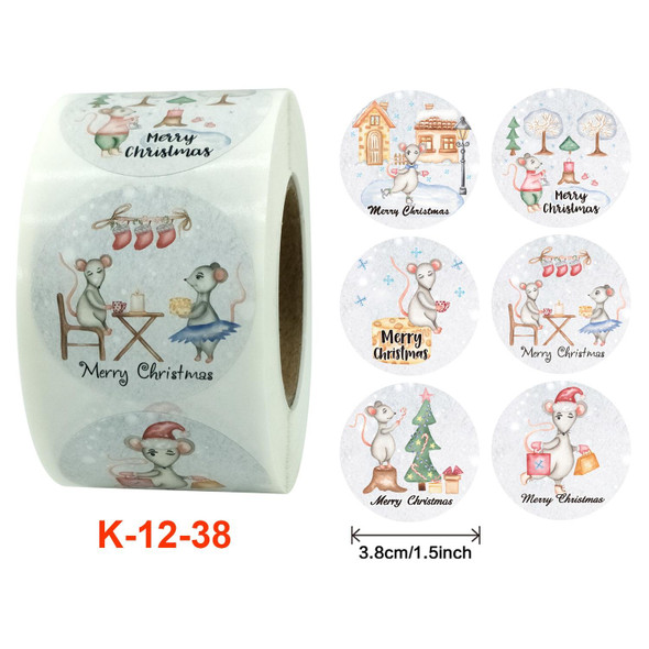 2 PCS  Rolls Christmas Stickers Holiday Stickers, Size: 3.8cm / 1.5inch