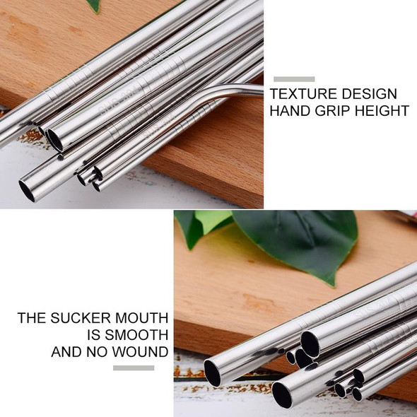 5 PCS Reusable Stainless Steel Bent Drinking Straw + Cleaner Brush Set Kit,  266*6mm(Gold)