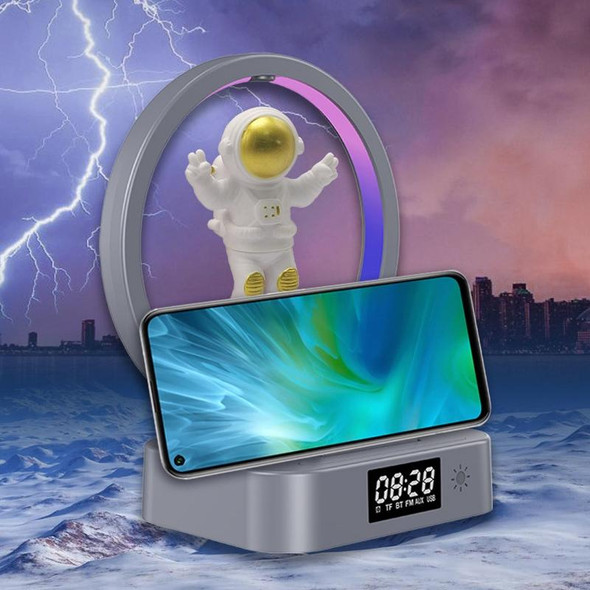 Y-558 Magnetic Levitation Astronaut TWS Bluetooth Speaker With RGB Light,Style: Golden Wireless Charging