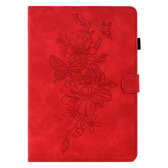 Peony Butterfly Embossed Leather Smart Tablet Case For iPad Pro 11 2020/2018 / Air 10.9 2020(Red)