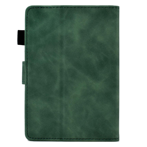 For Amazon Kindle Paperwhite 4/3/2/1 Peony Butterfly Embossed Leatherette Smart Tablet Case(Green)
