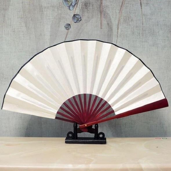 10 inch Pure Color Blank Silk Cloth Folding Fan Chinese Style Calligraphy Painting Fan(White)