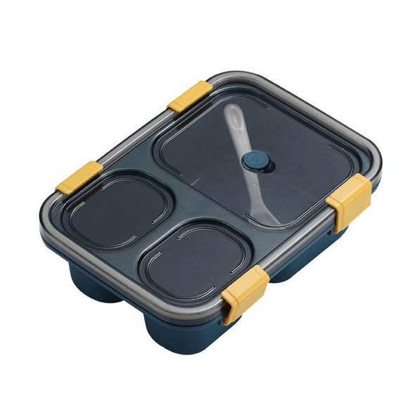 Sealed Compartment Microwave Plastic Lunch Box Portable Student Lunch Plate, Specification: 850ml (Blue)