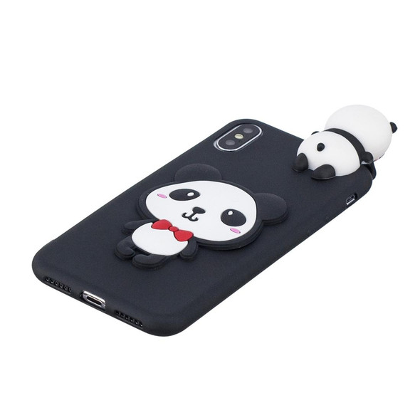 For iPhone XS Max 3D Cartoon Pattern Shockproof TPU Protective Case(Red Bow Panda)