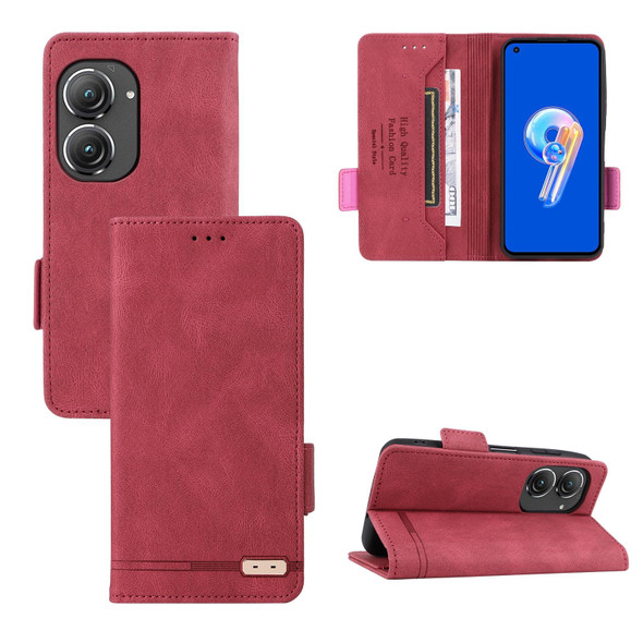 For Asus Zenfone 9 Magnetic Clasp Flip Leatherette Phone Case(Red)