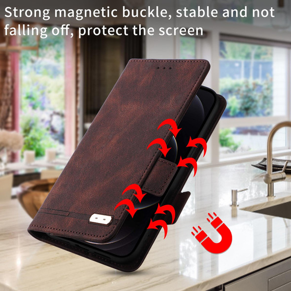 For Asus Zenfone 9 Magnetic Clasp Flip Leatherette Phone Case(Brown)
