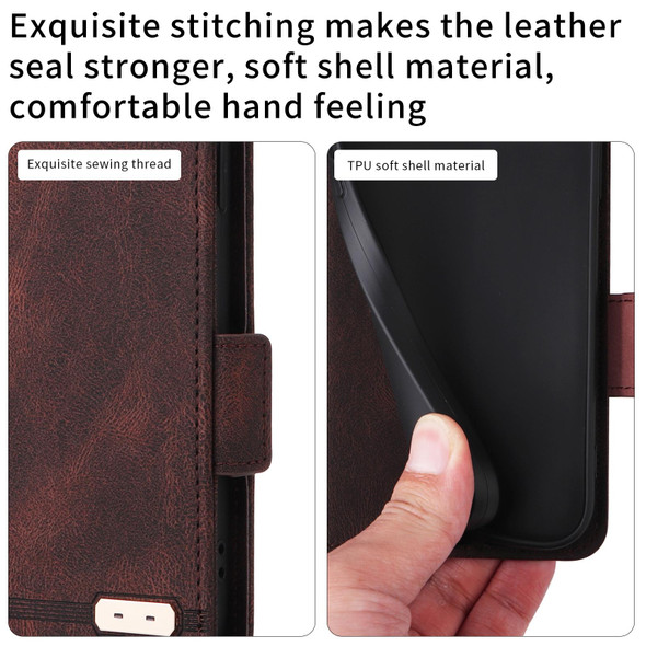 For Asus Zenfone 9 Magnetic Clasp Flip Leatherette Phone Case(Brown)