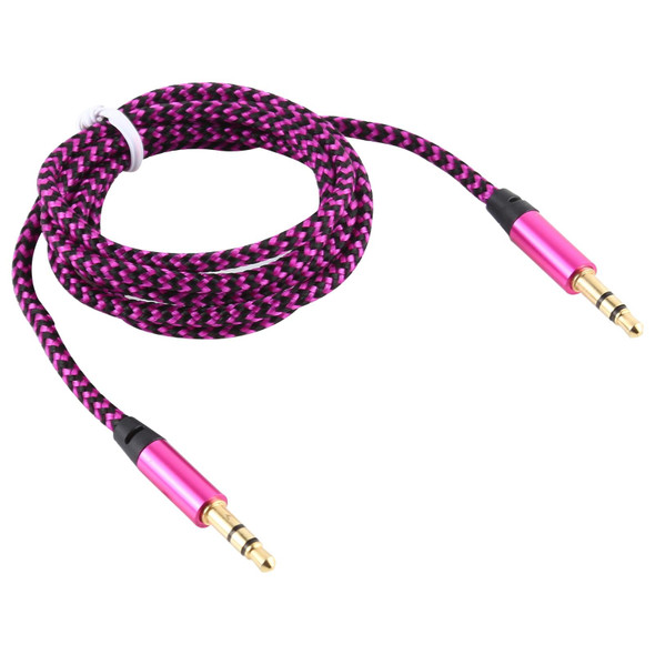 3 PCS K10 3.5mm Male to Male Nylon Braided Audio Cable, Length: 1m(Rose Red)