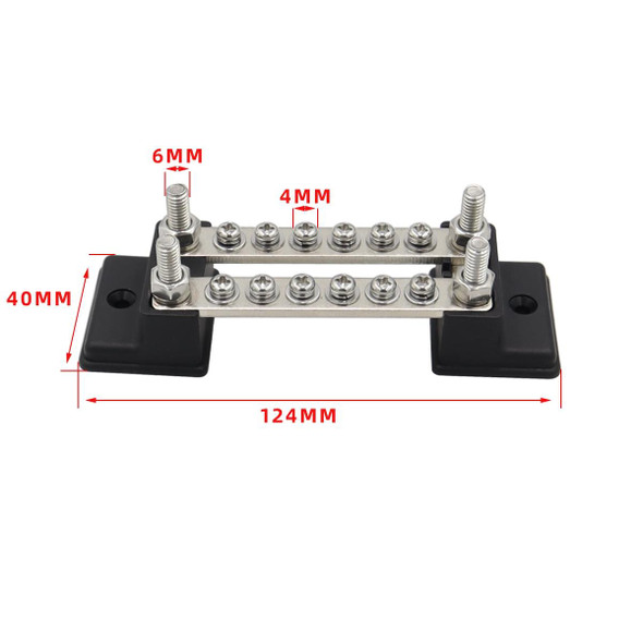 CP-3052 150A 12-48V RV Yacht Double-row 6-way Busbar with 16pcs Terminals(Black)